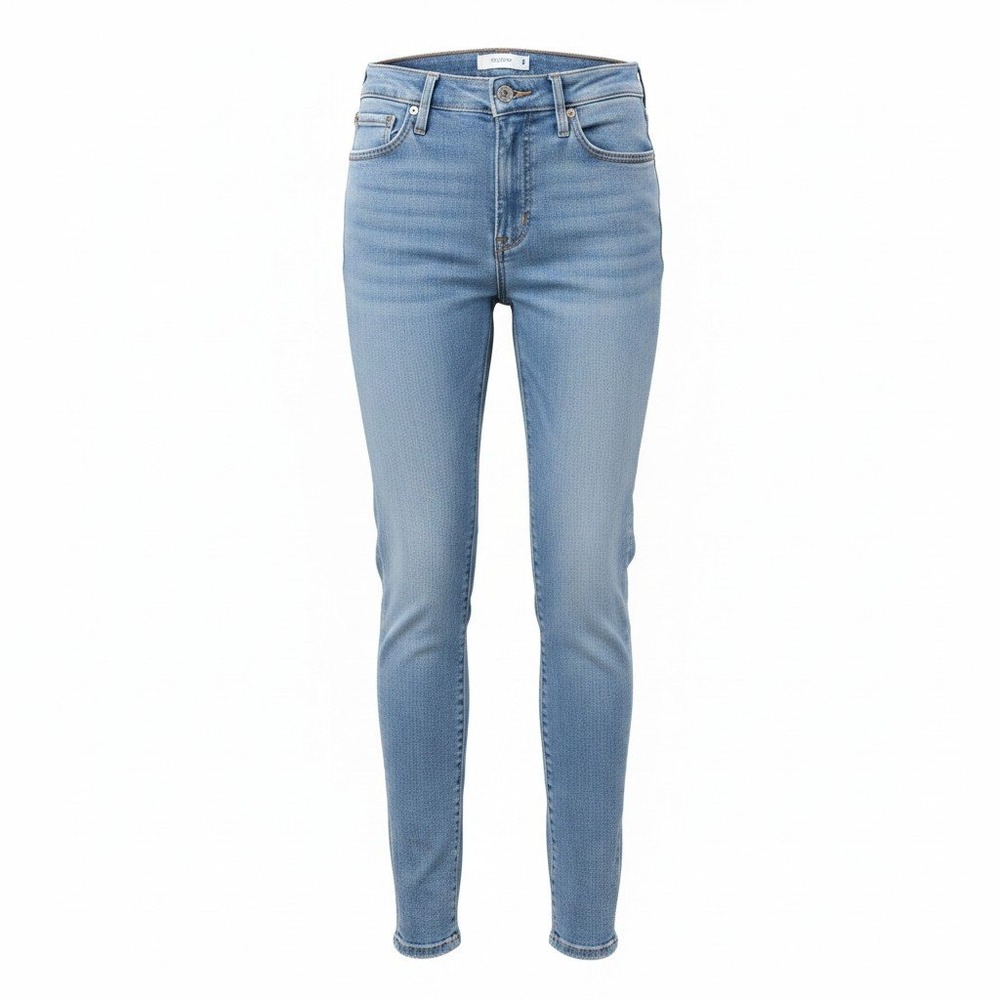 Levi's 711 Skinny Jeans Womens 25 Light Blue Excellent Raw Hem Mid Rise Denim
